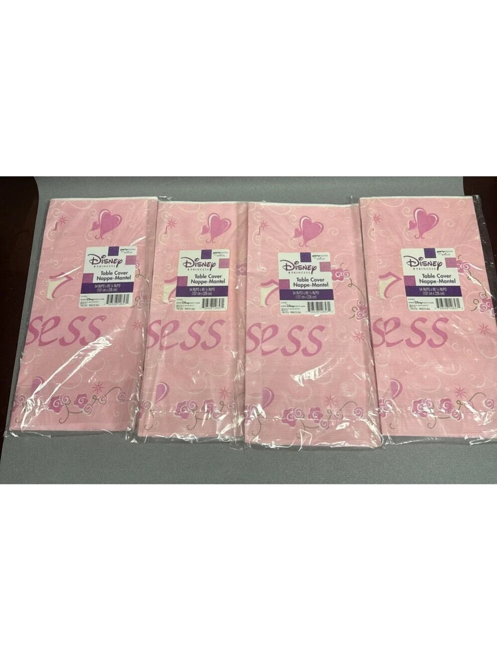 Hallmark Party Express Vtg Disney Princess Ball Table Covers Pink Crown Lot Of 4